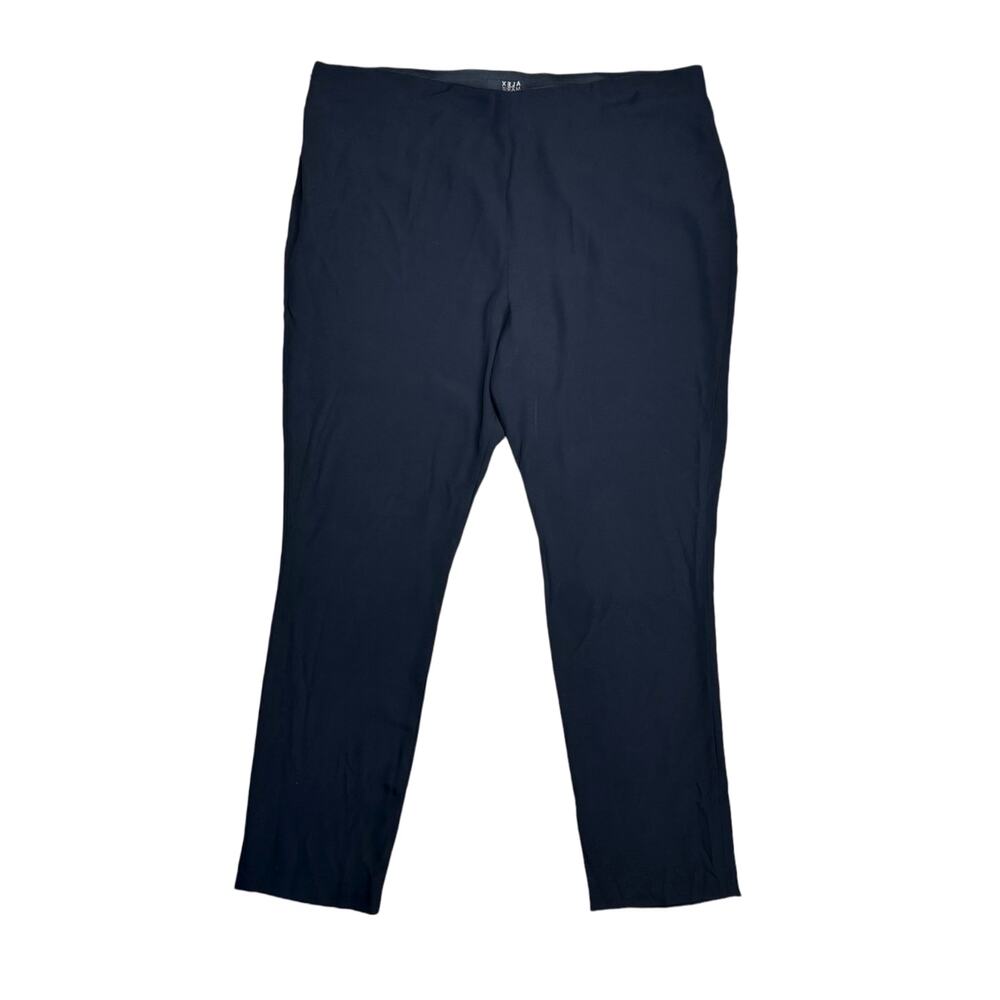 Alex Marie Black Straight Leg Pull On Trouser Office Pants Simple Plain Mature